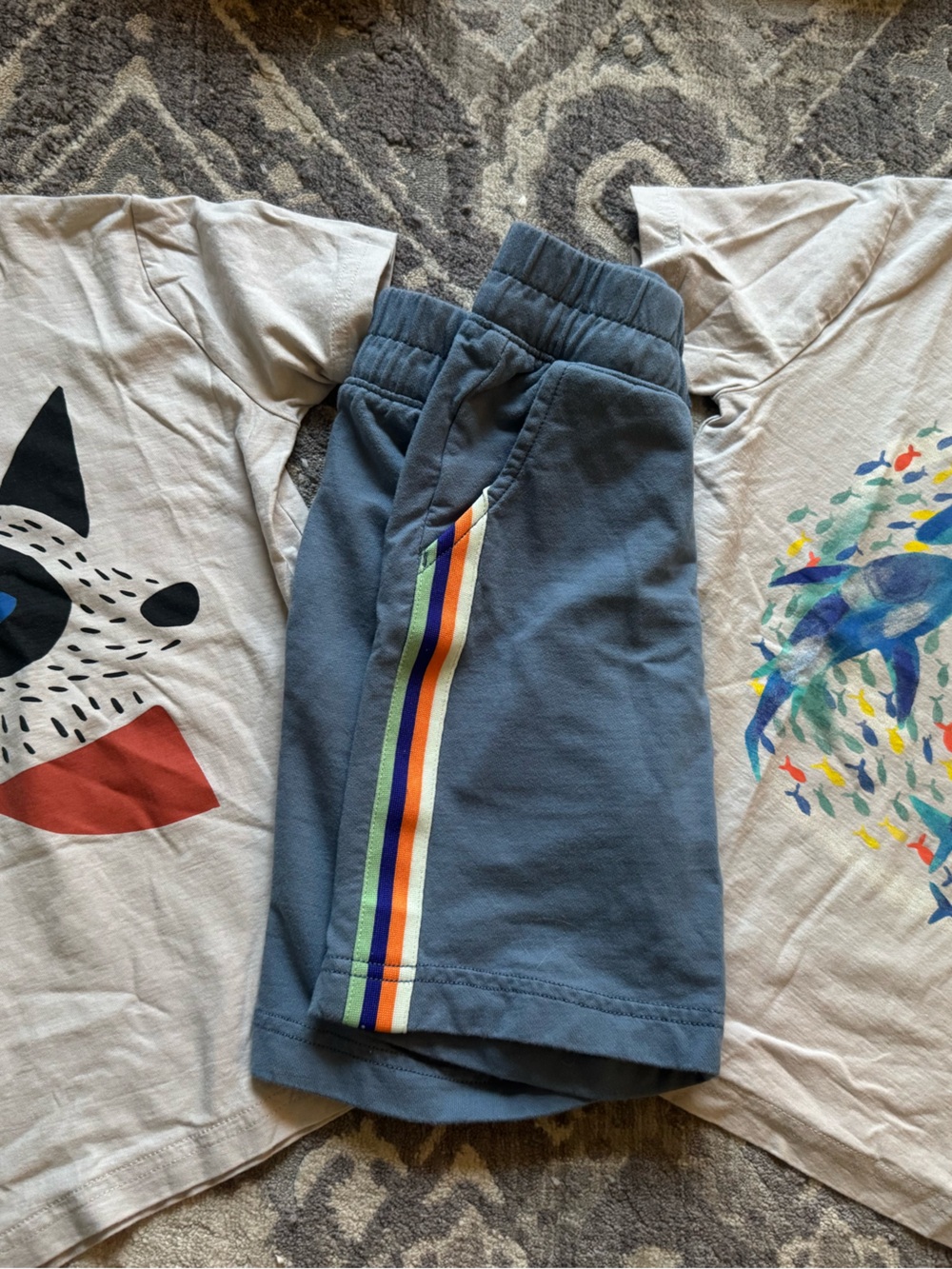 Tea shirt & Shorts Set - Dog and Whale Print, Blue Shorts - Picture 3 of 7